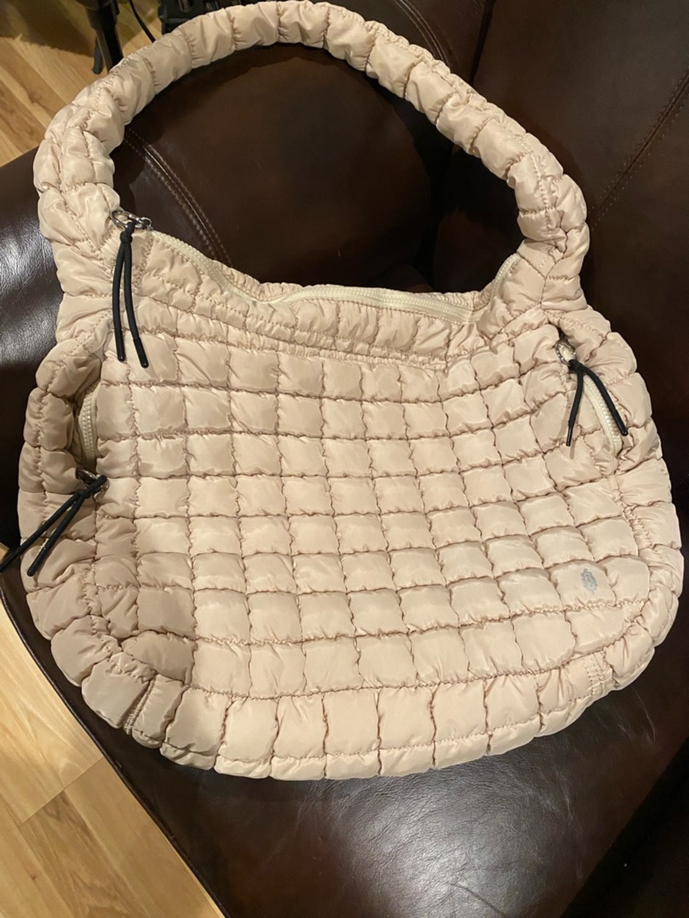 Free People Movement- Quilted Puffy Carryall Tote Bag in Cream. NWOT.